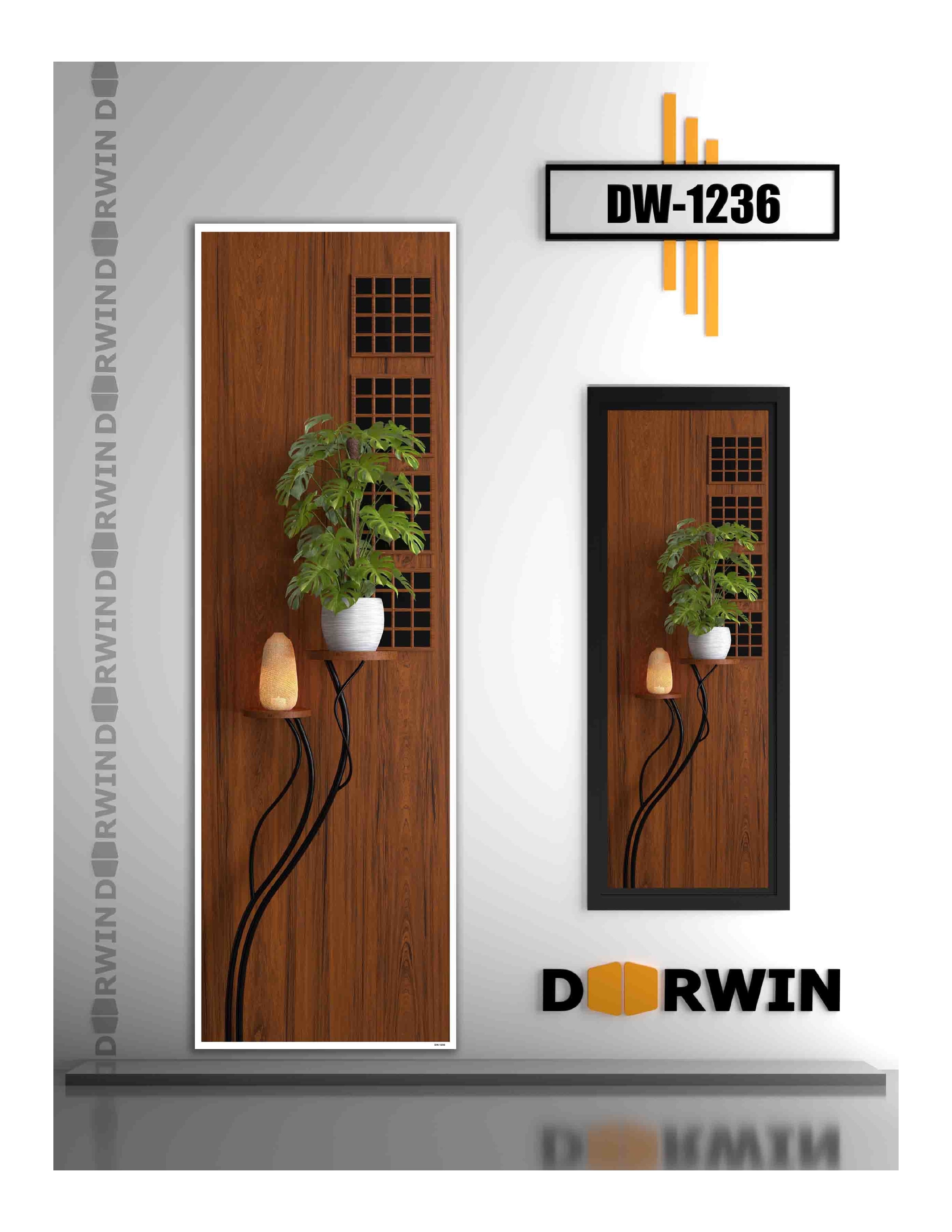 Wooden door with plant lighting