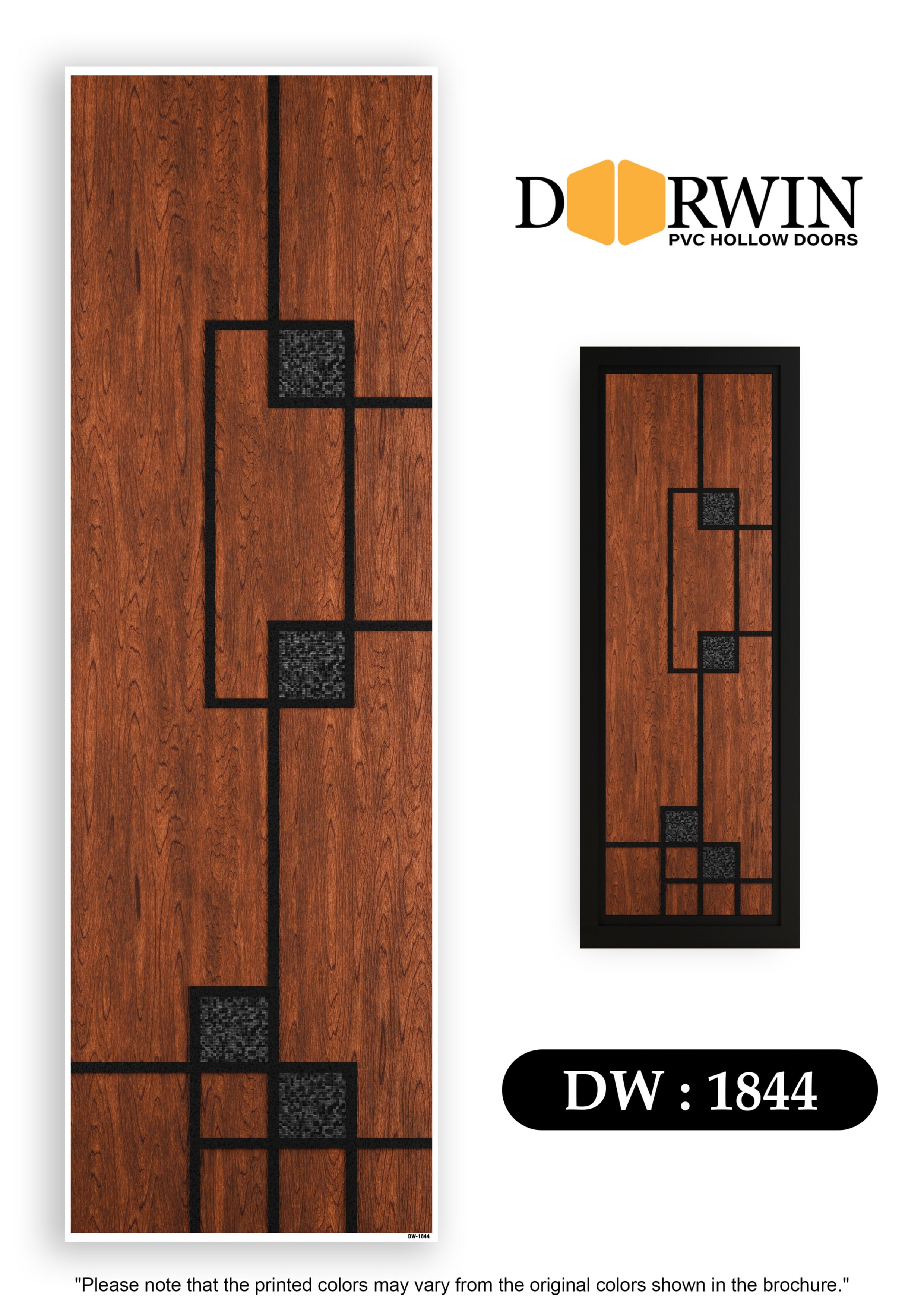 Wooden hollow door with glass panels