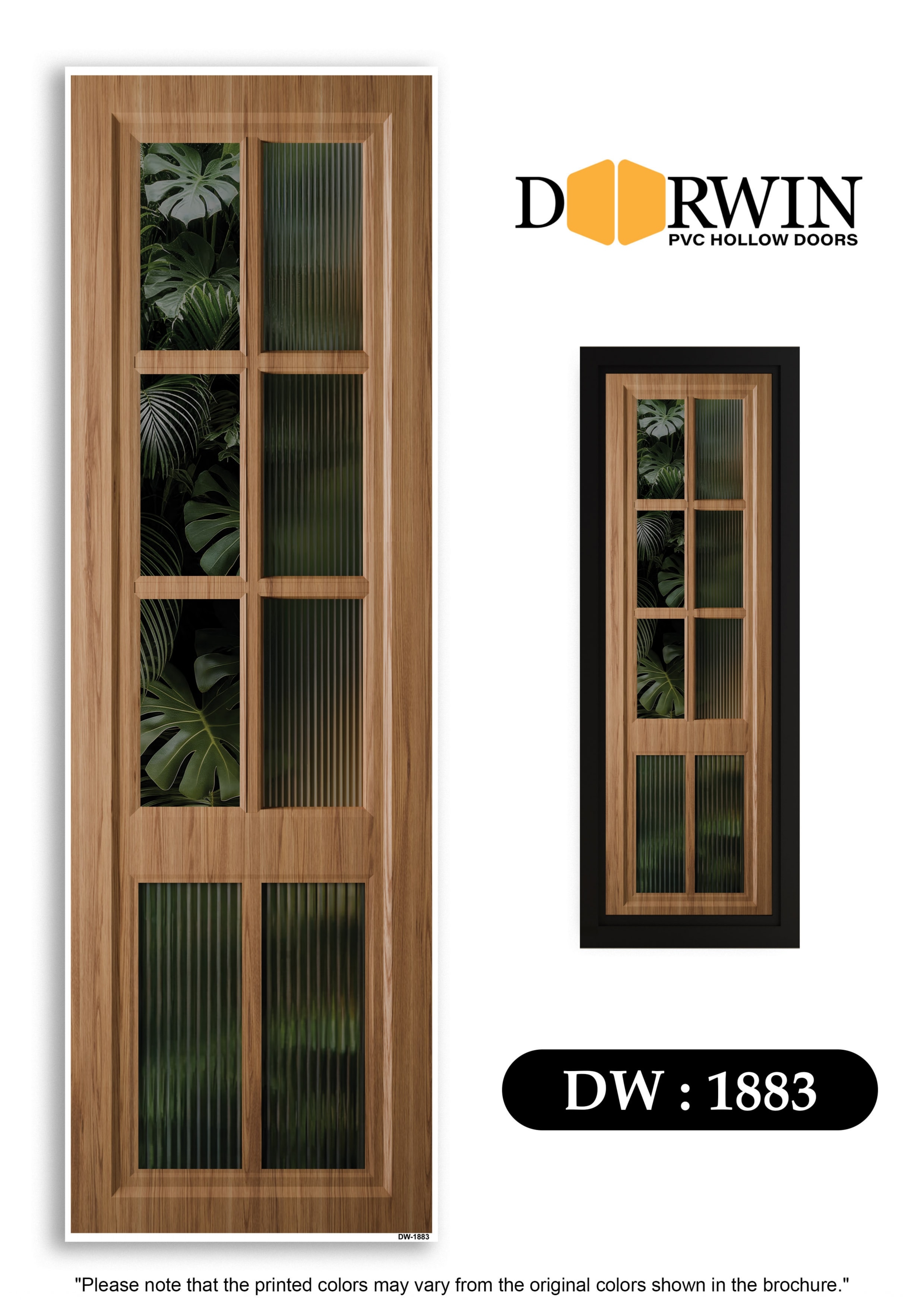 Glass panels with plant accent
