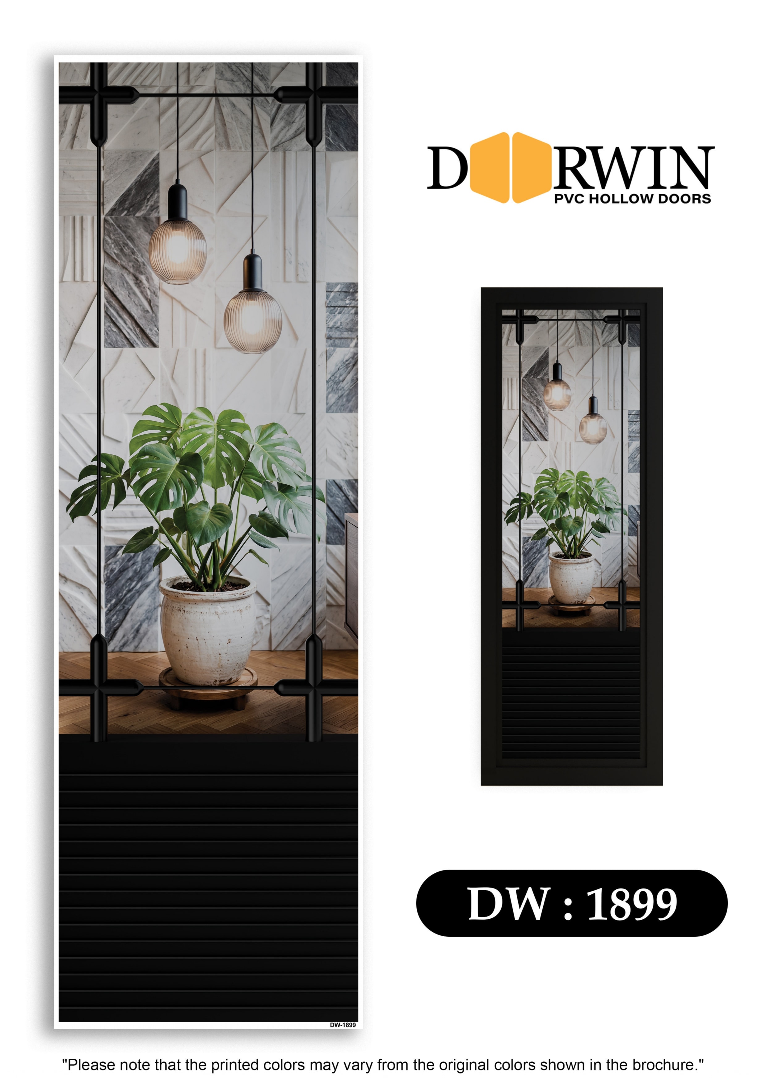 Glass door with pendant lights
