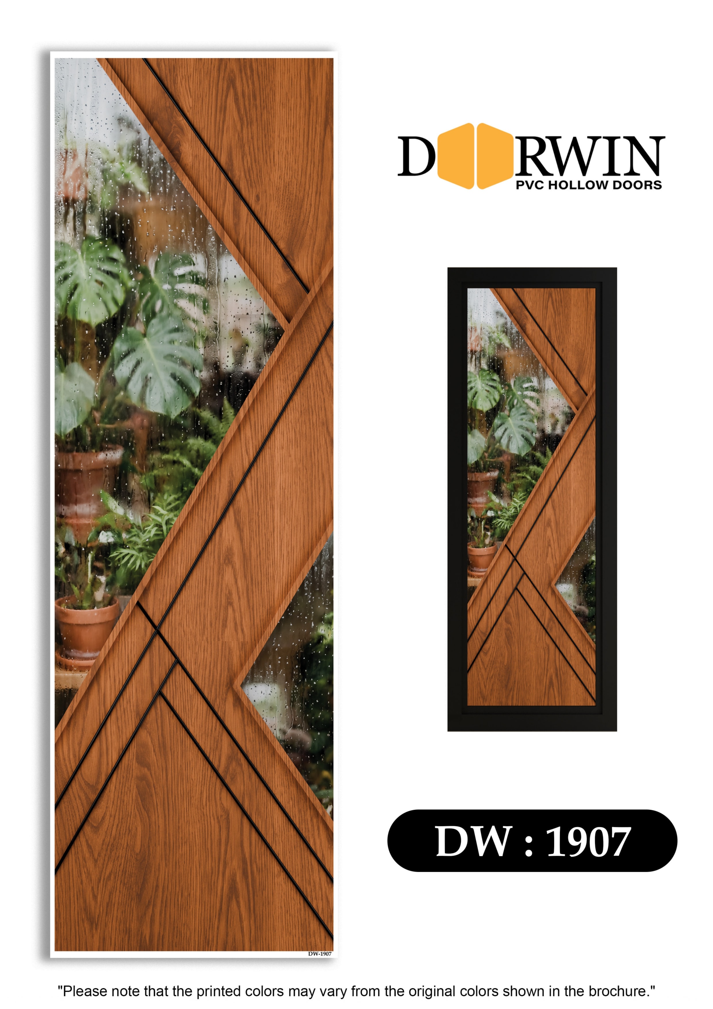 Geometric glass panel door