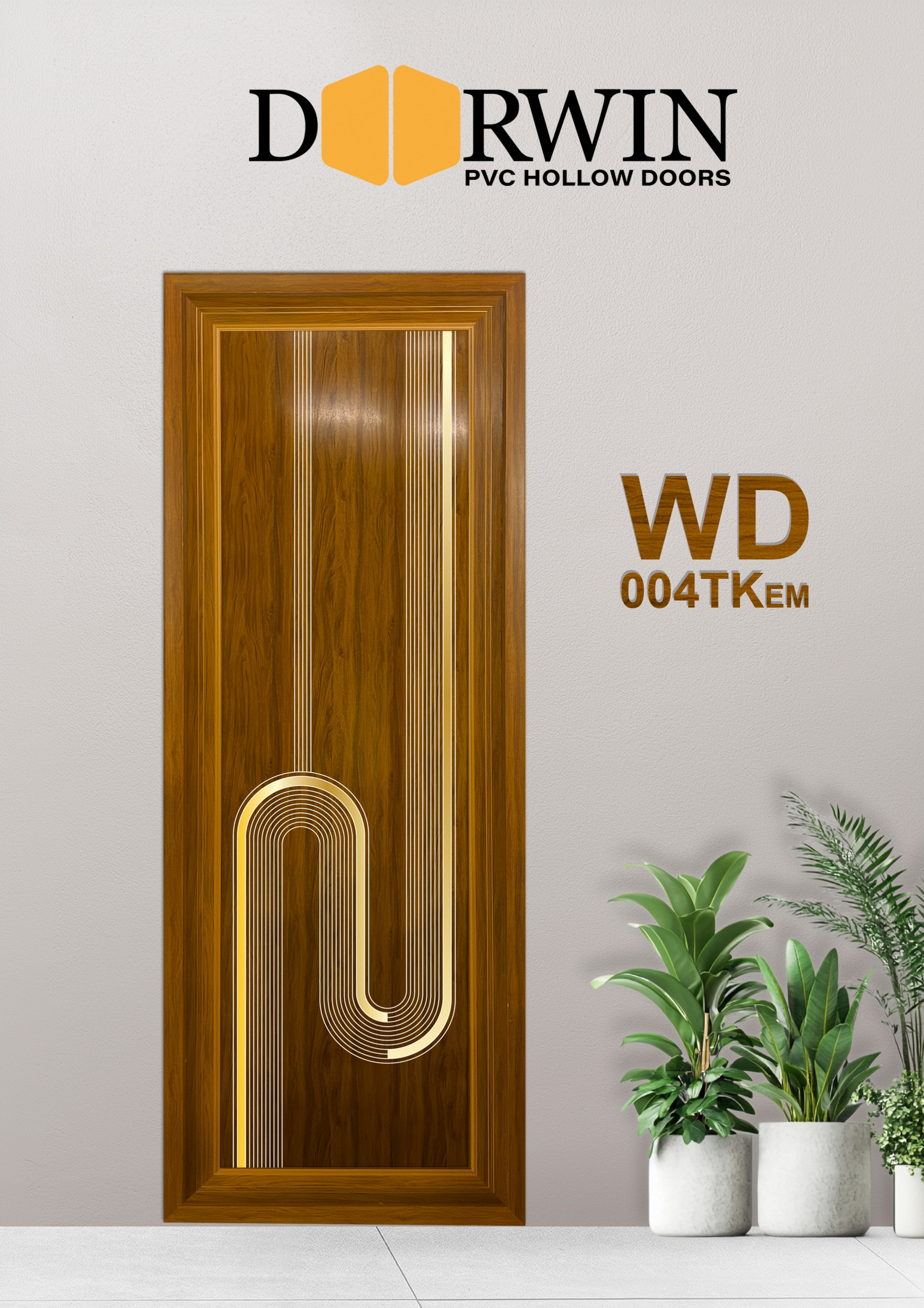 Gold handle wood grain door